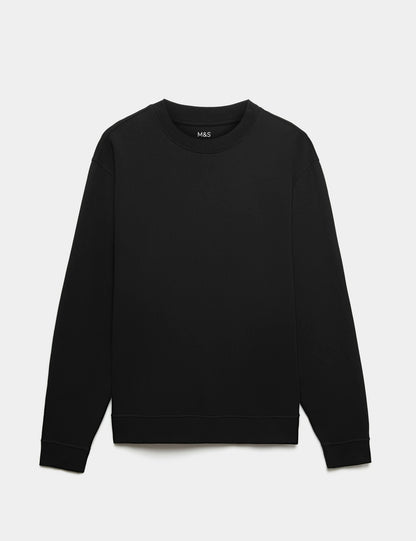Pamuk Karışımlı Bisiklet Yaka Sweatshirt