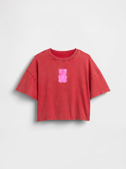 Kırmızı Oversized Grafik Baskılı T-shirt