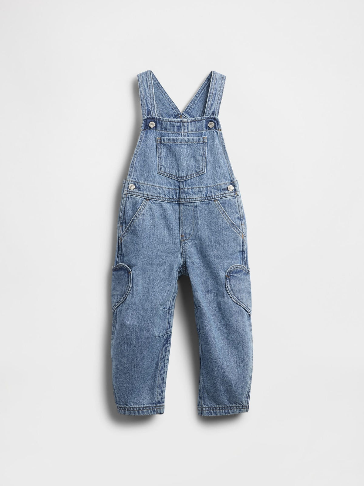 Açık Mavi Toddler Kalp Cepli Horseshoe Tulumu