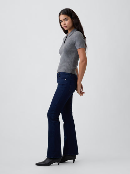 Koyu Mavi Mid Rise Boot Jean Pantolon