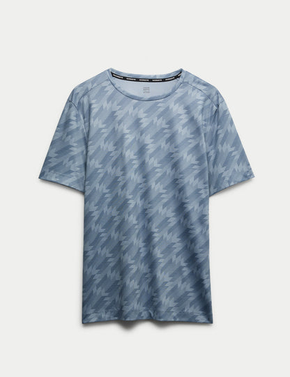 Saf Pamuklu Baskılı Bisiklet Yaka T-shirt