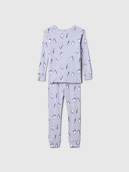 Açık Mavi %100 Organik Pamuk Penguin Pijama Seti
