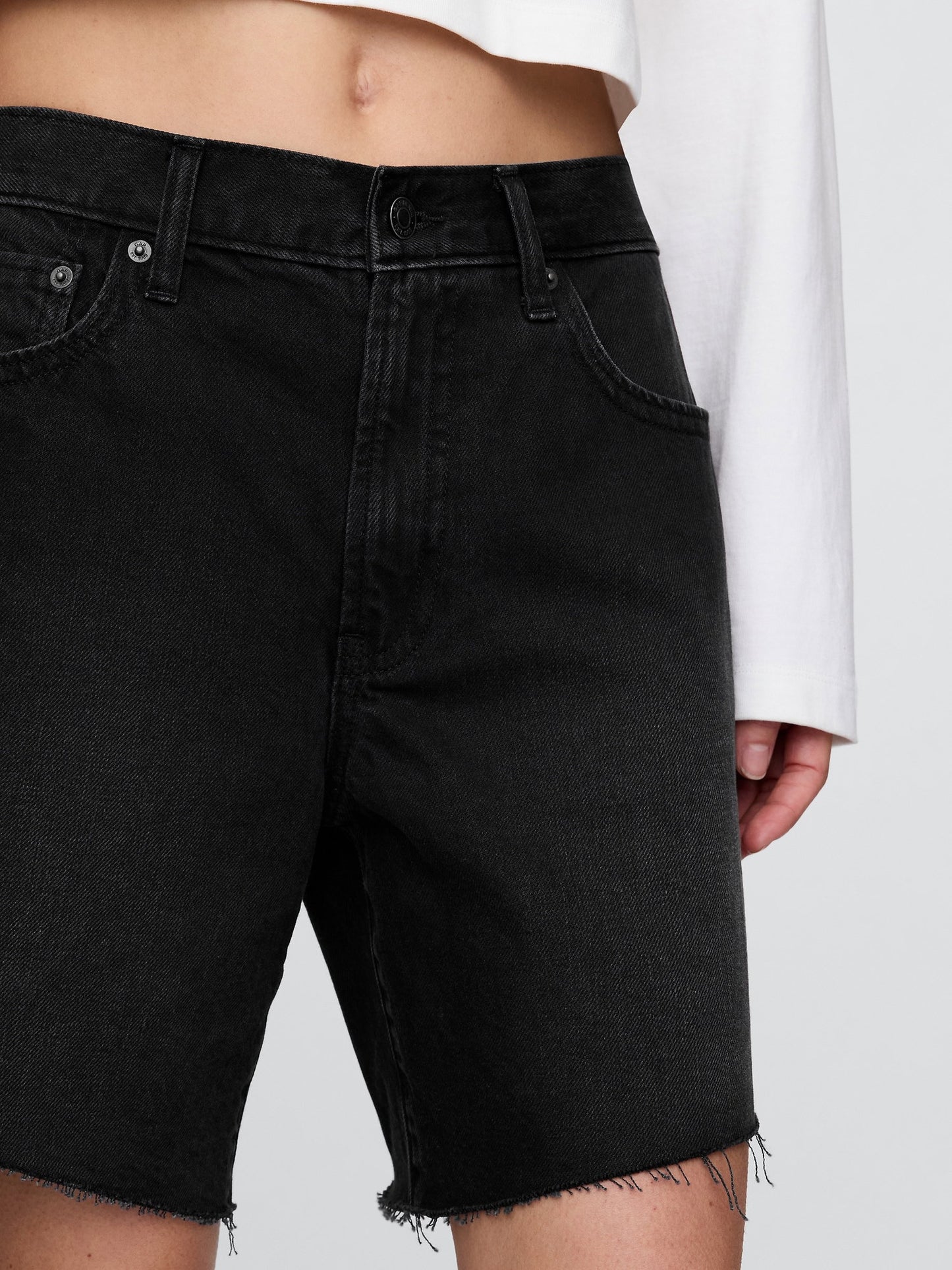 Siyah 8 Mid Rise '90s Loose Denim Bermuda Şort
