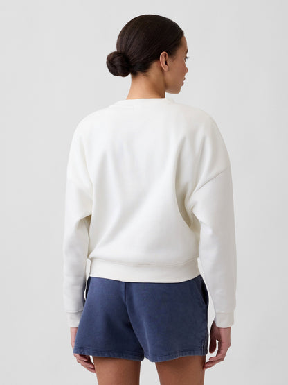 Beyaz Peanuts Oversized Wedge Bisiklet Yaka Sweatshirt