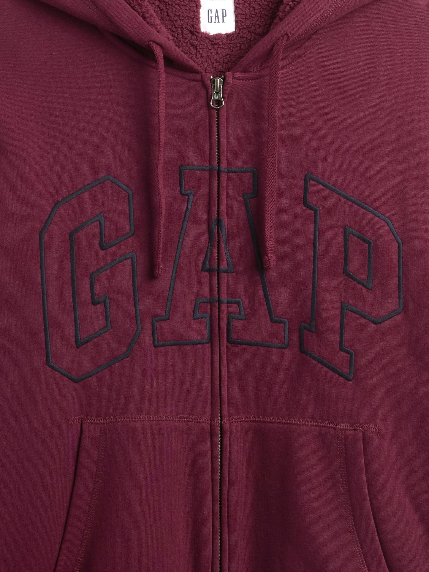 Bordo Relaxed Gap Logo Sherpa Astarlı Fermuarlı Sweatshirt