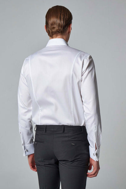 Damat Slim Fit Beyaz Düz %100 Pamuk Nano Care Smokin Gömlek