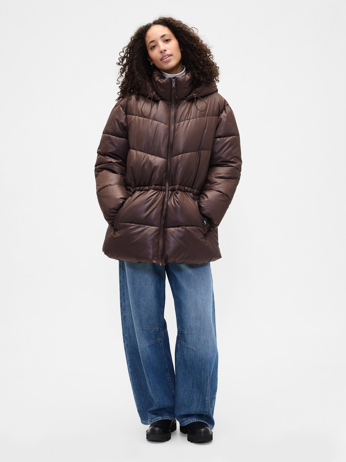 Koyu Kahverengi Coldcontrol Max Relaxed Midi Puffer Şişme Mont