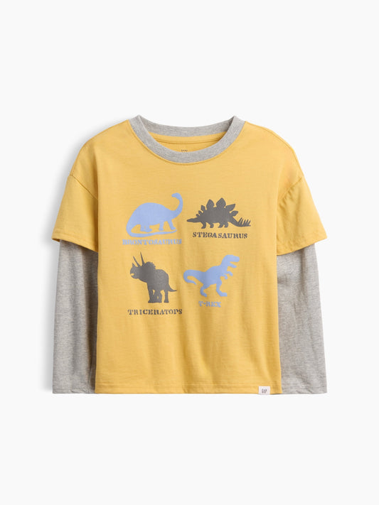 Sarı Grafik Baskılı T-shirt