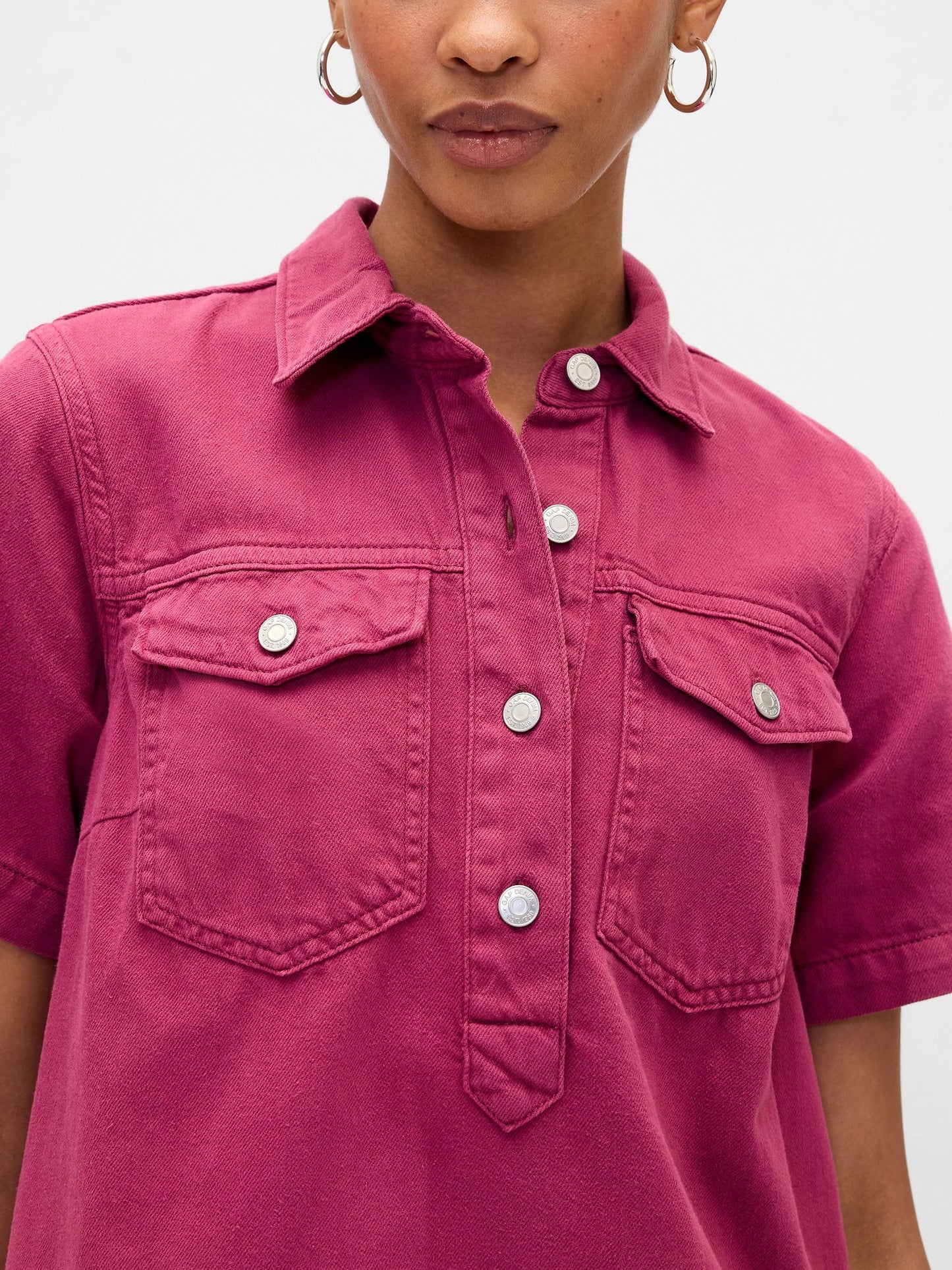 Pembe Denim Mini Elbise