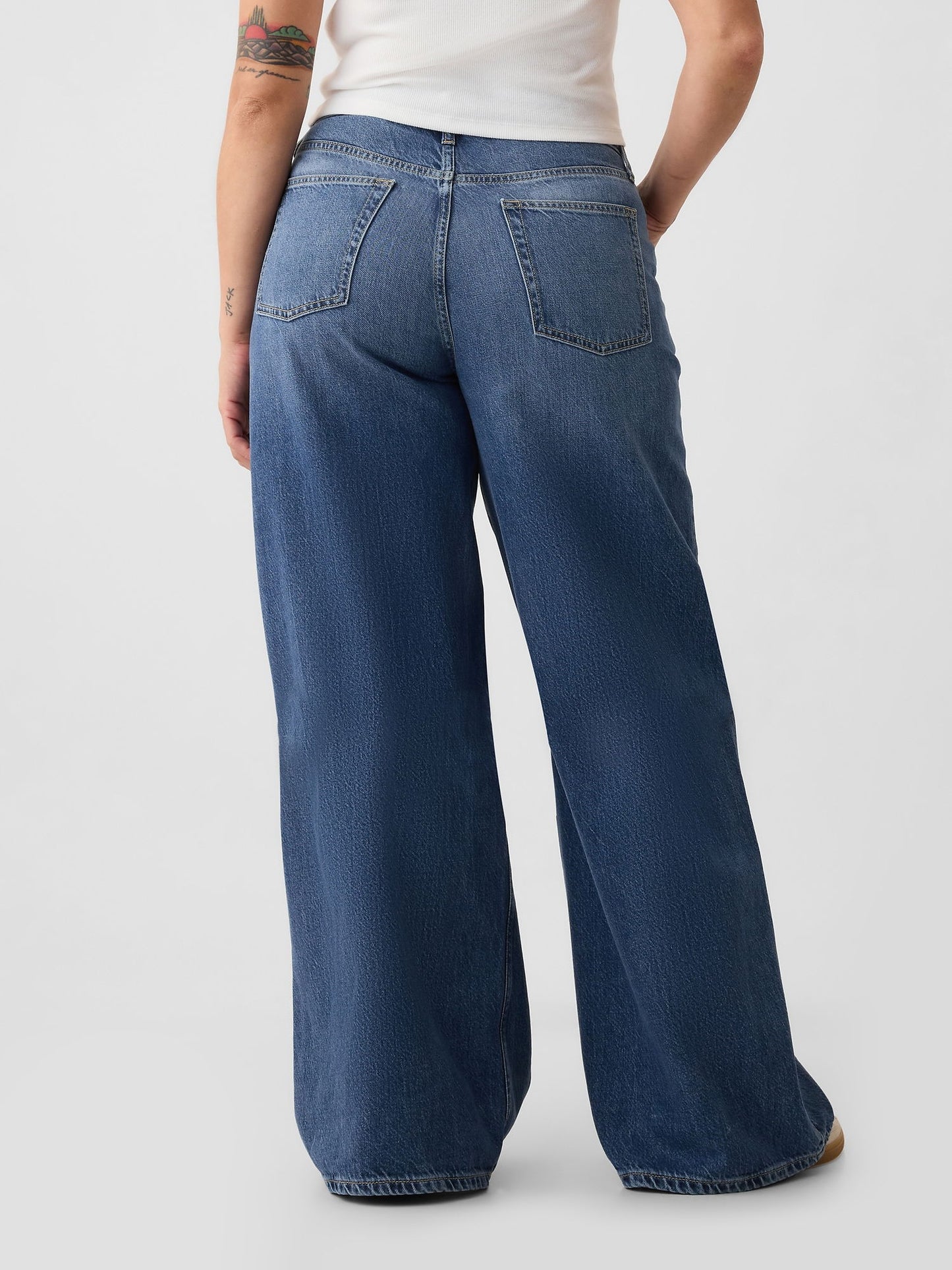 Koyu Mavi Mid Rise Ultrasoft Baggy Jean Pantolon