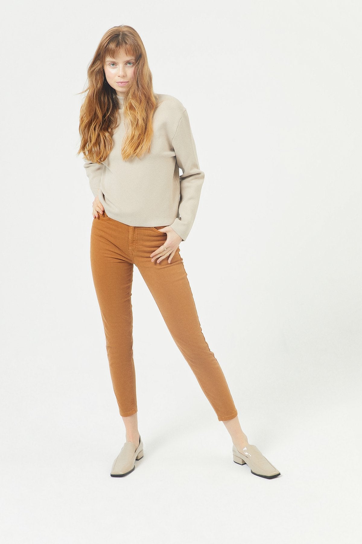 Tütün Yüksek Bel Düz Kesim Jean