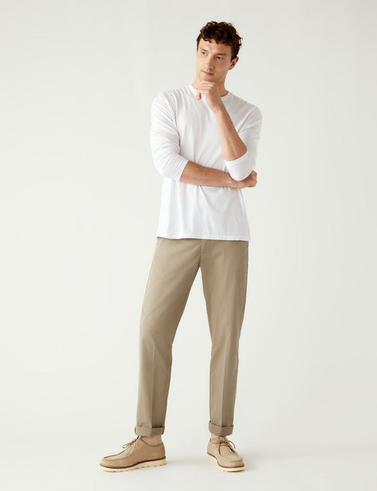 Regular Fit Hafif Dokulu Chino Pantolon