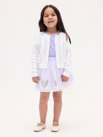 Lila Tulle & Sequin Heart Etek