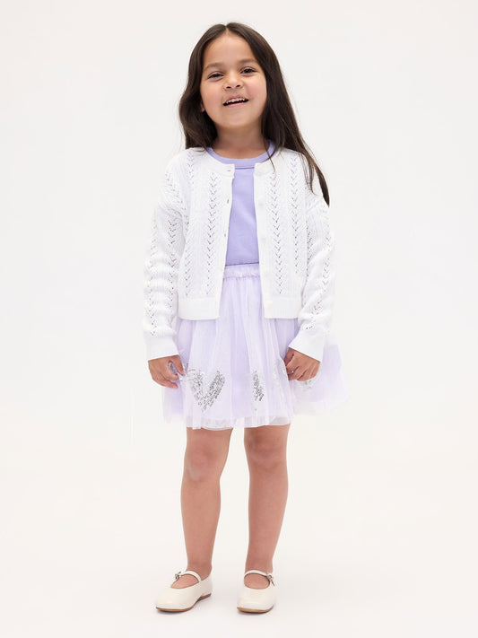 Lila Tulle & Sequin Heart Etek