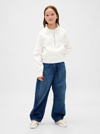 Beyaz Vintagesoft Gap Logo Yarım Fermuarlı Pullover Sweatshirt