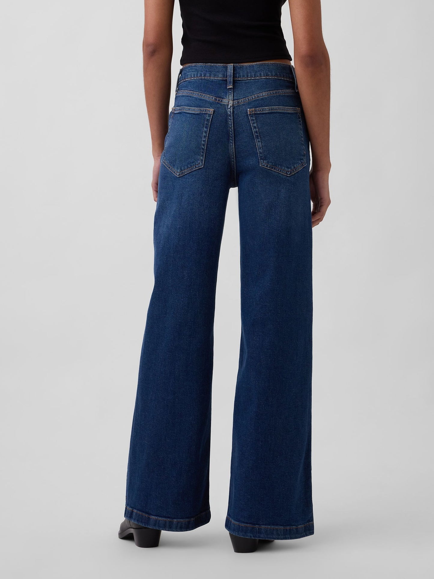 Koyu Mavi High Rise Stride Wide-leg Jean Pantolon