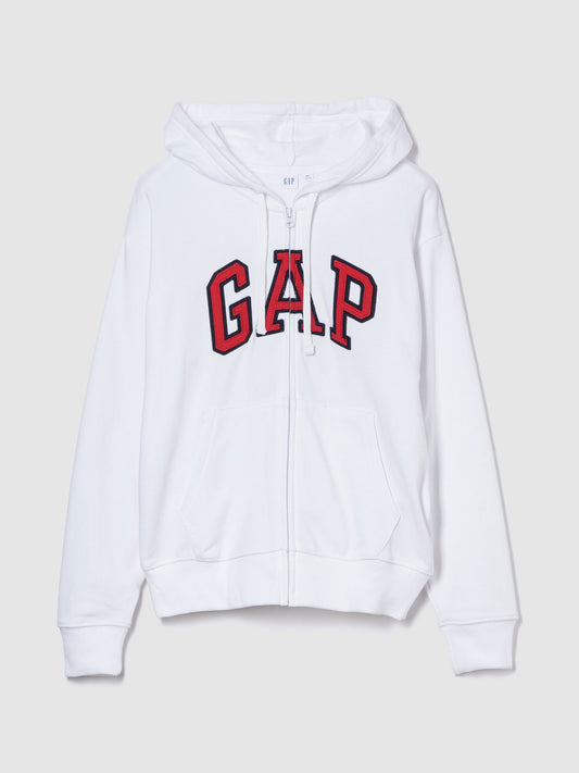 Beyaz Gap Logo Relaxed Fermuarlı Sweatshirt