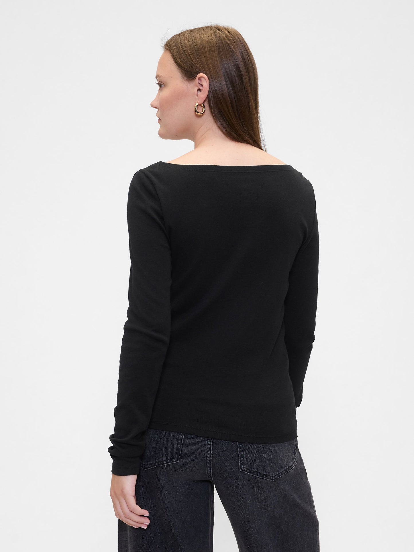 Siyah Modern Ribbed Boatneck T-shirt (2'li)