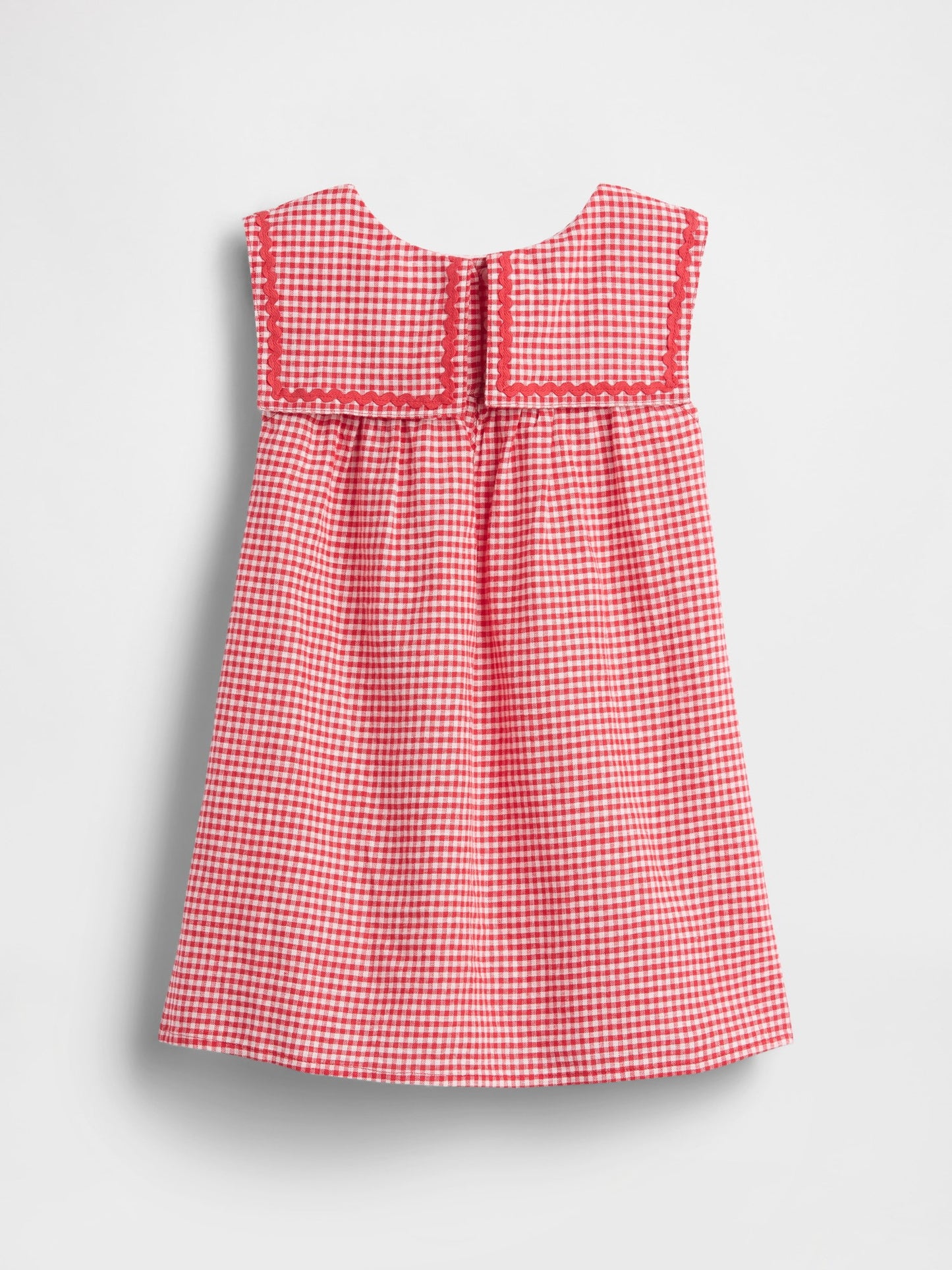 Kırmızı Keten Karışımlı Gingham Sailor Elbise