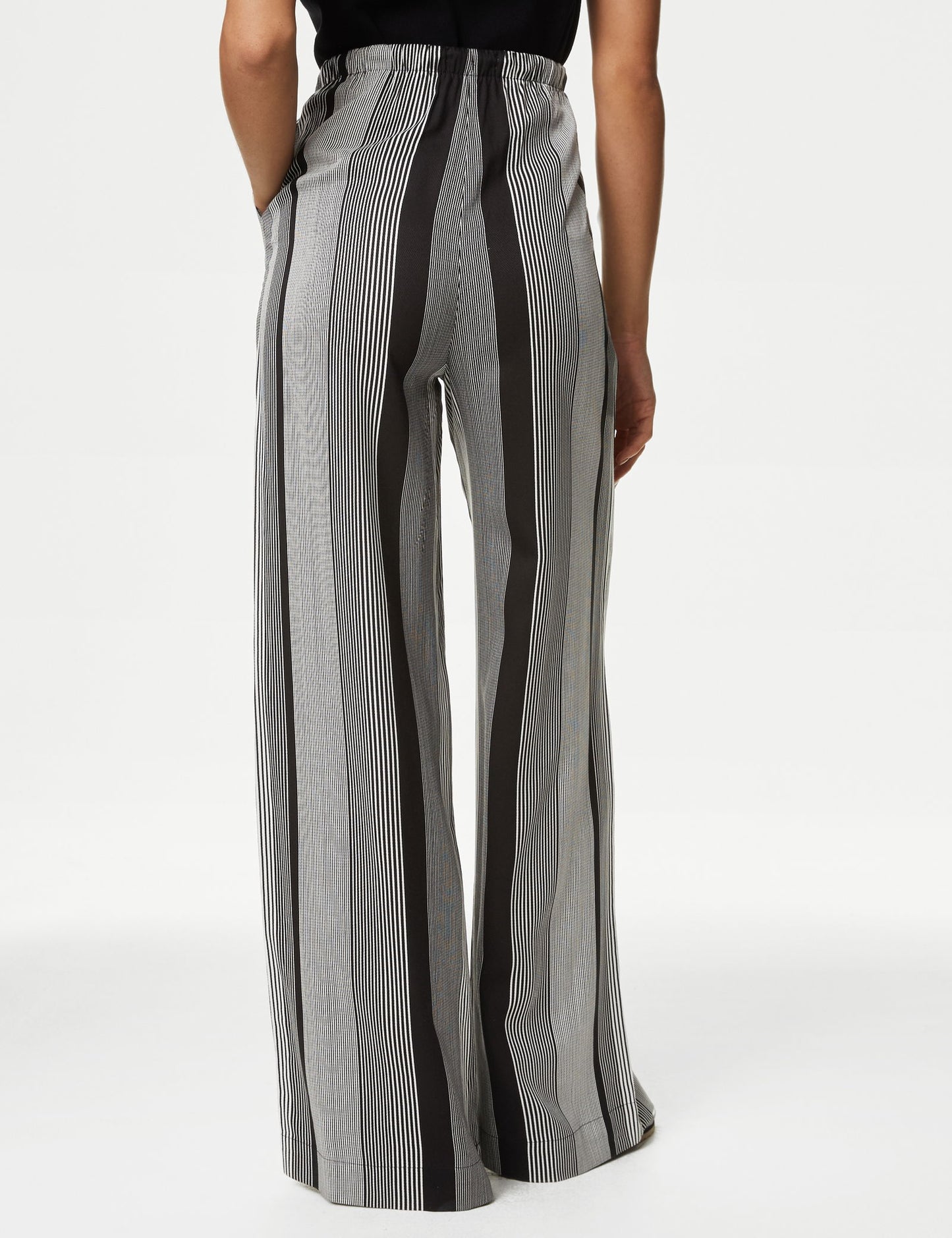 Yüksek Bel Desenli Wide Leg Pantolon