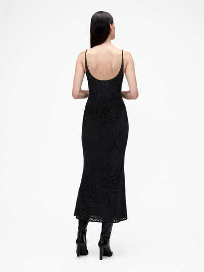 Siyah Gapstudio Burnout Velvet Leopar Slip Elbise