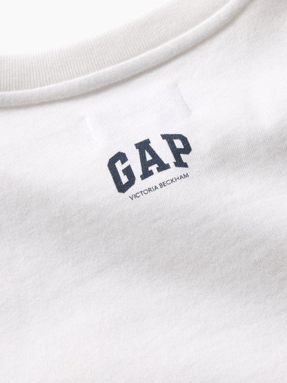 Beyaz Gap × Victoria Beckham Organik Pamuk Logo Crop T-shirt