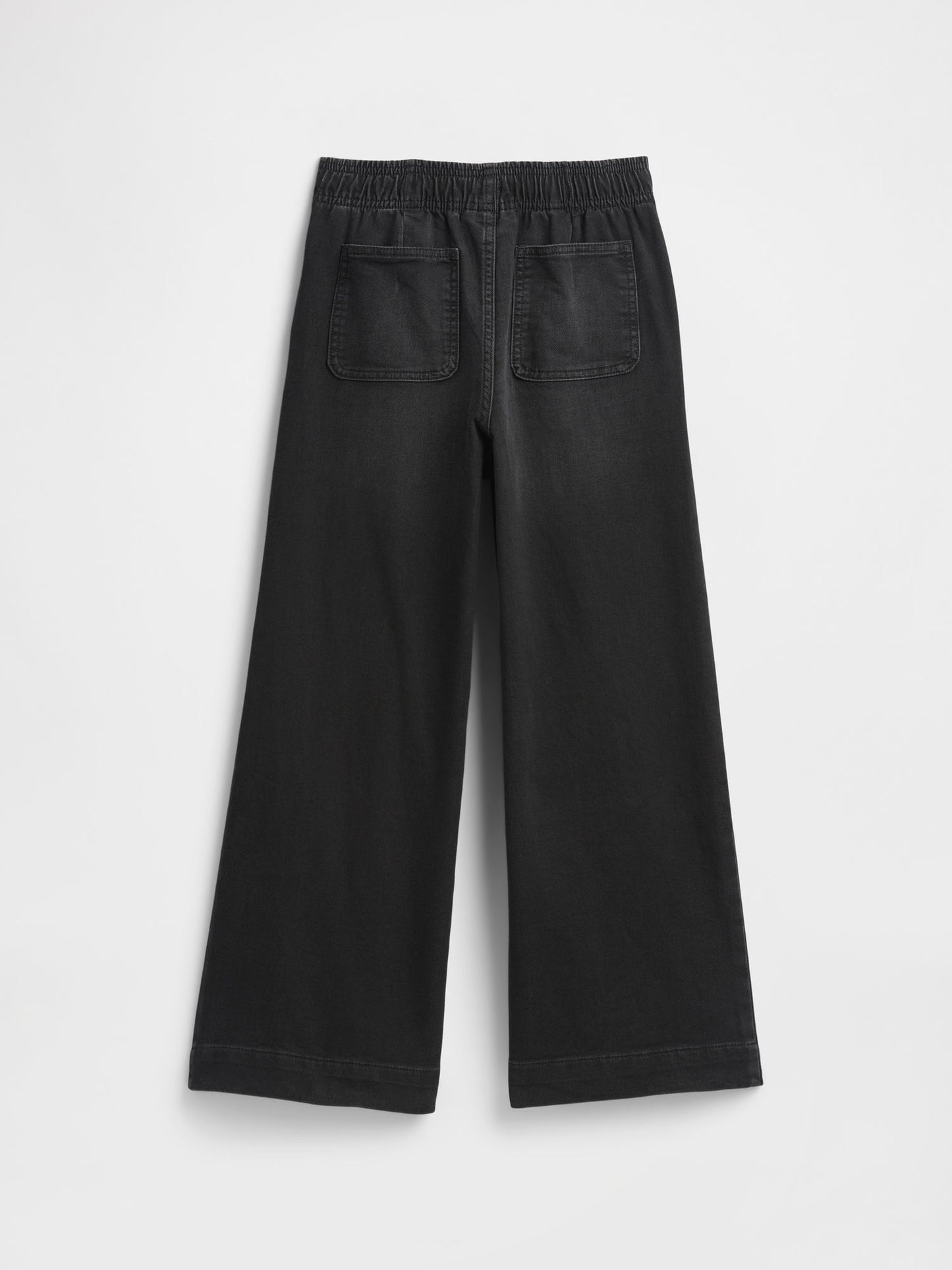 Siyah Pull-on Wide-leg Jean Pantolon