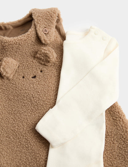 Peluş Önlük Ve Body Bebek 2'li Takım