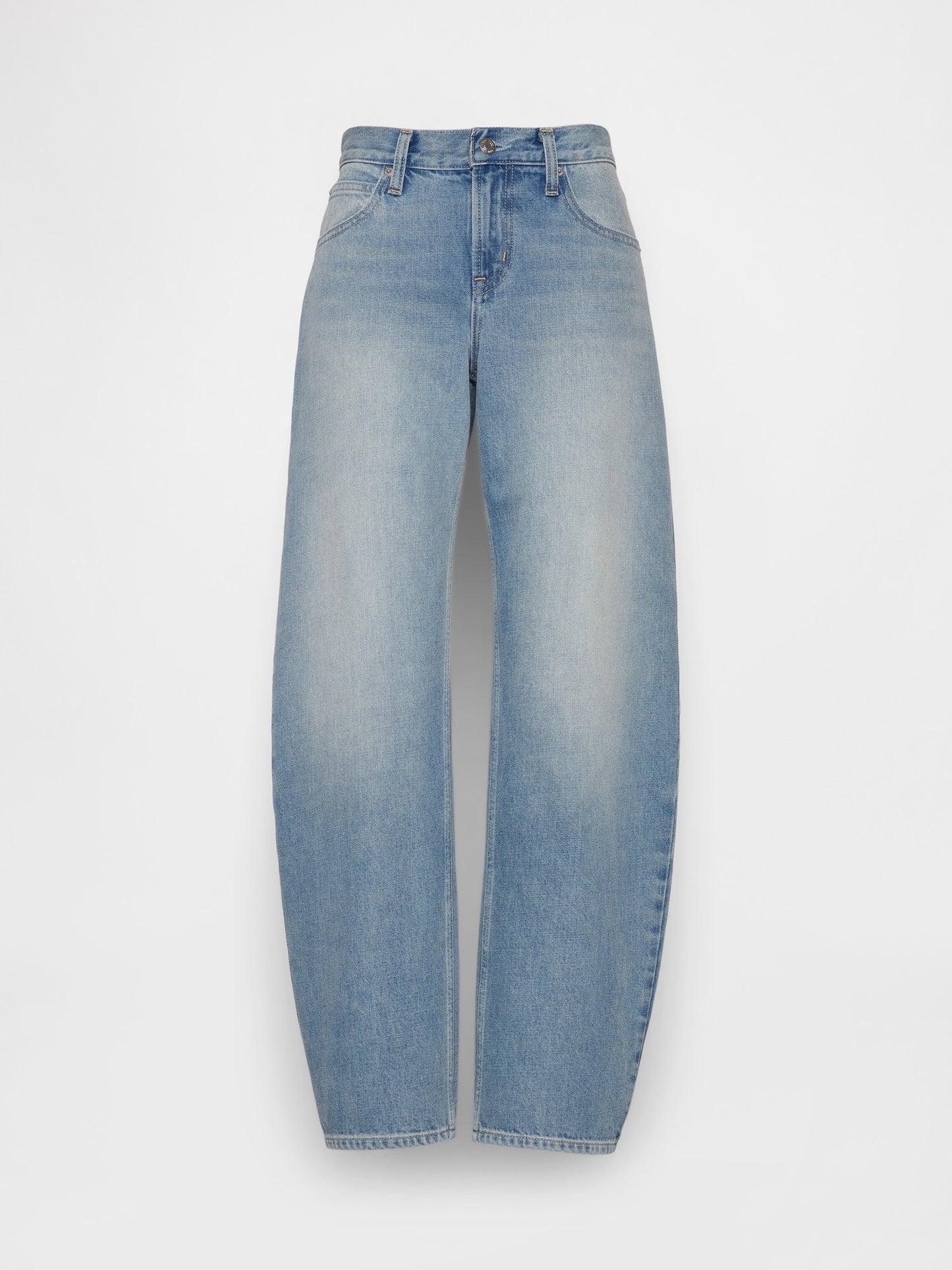 Açık Mavi Low Rise Barrel Jean Pantolon
