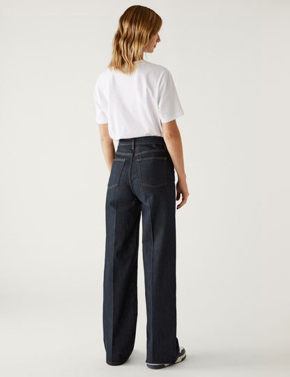 Yüksek Bel Wide Leg Jean Pantolon
