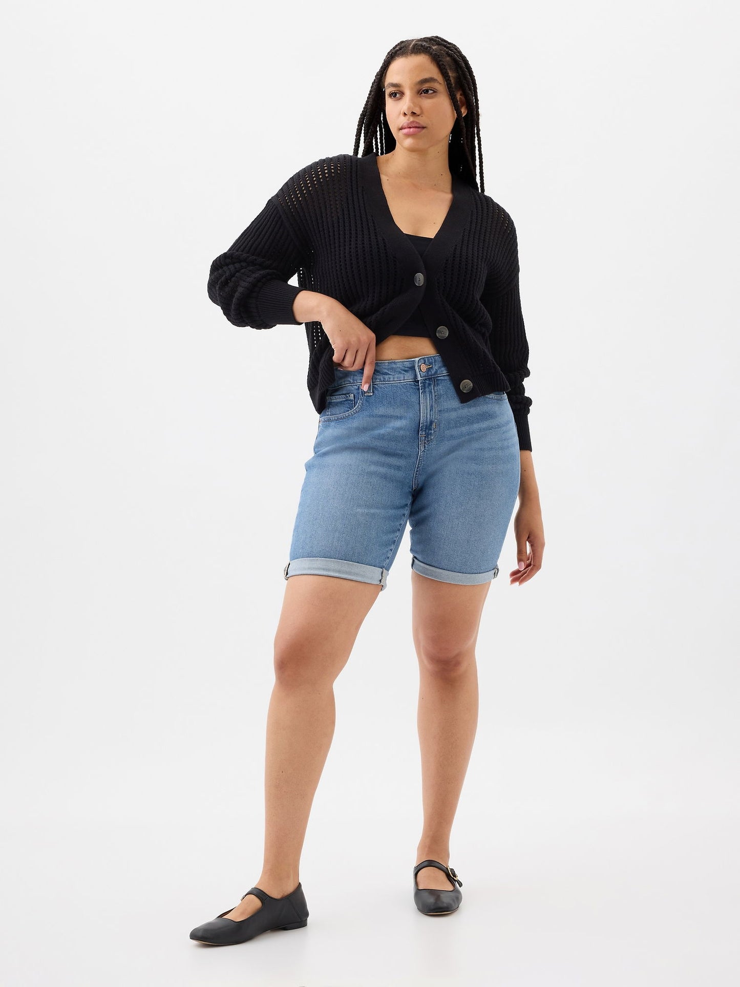 Mavi 9 Mid Rise Denim Bermuda Şort