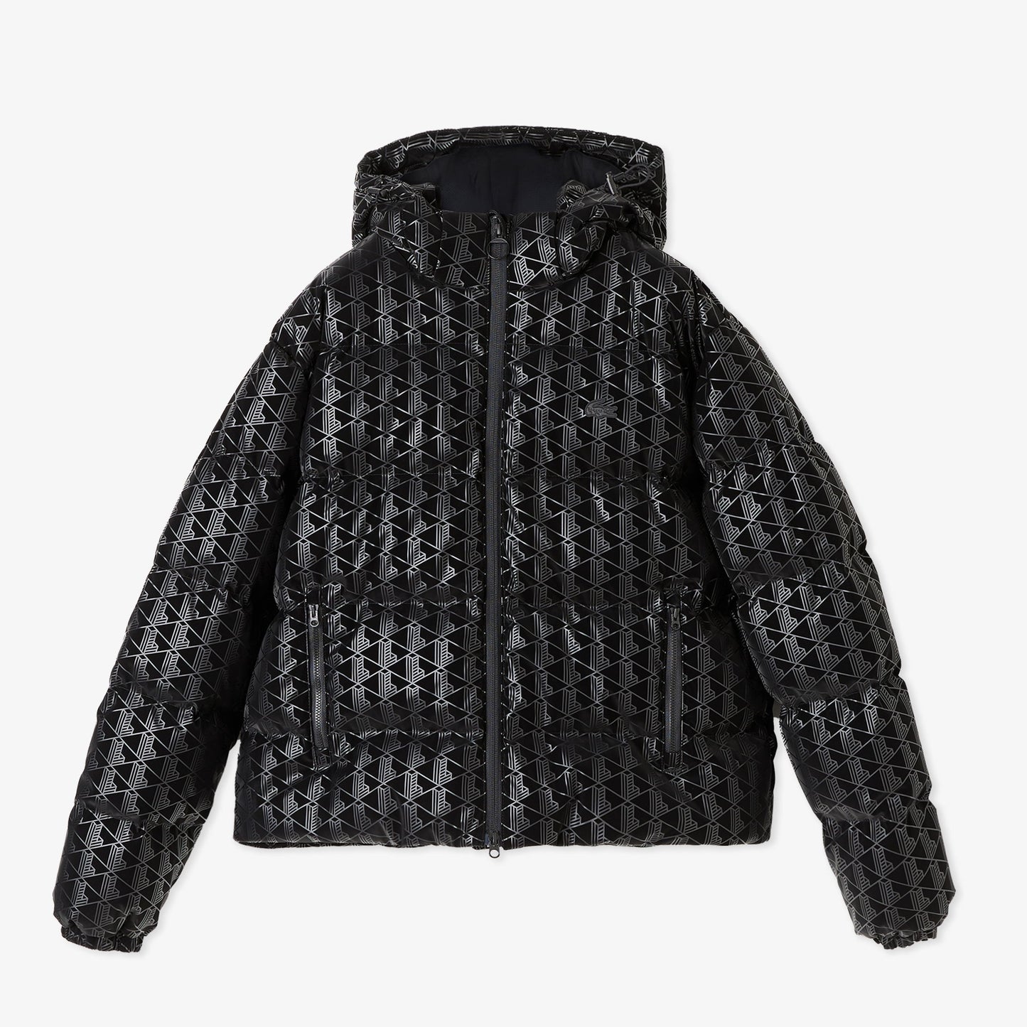 Lacoste Kadın Kapüşonlu Monogram Siyah Mont