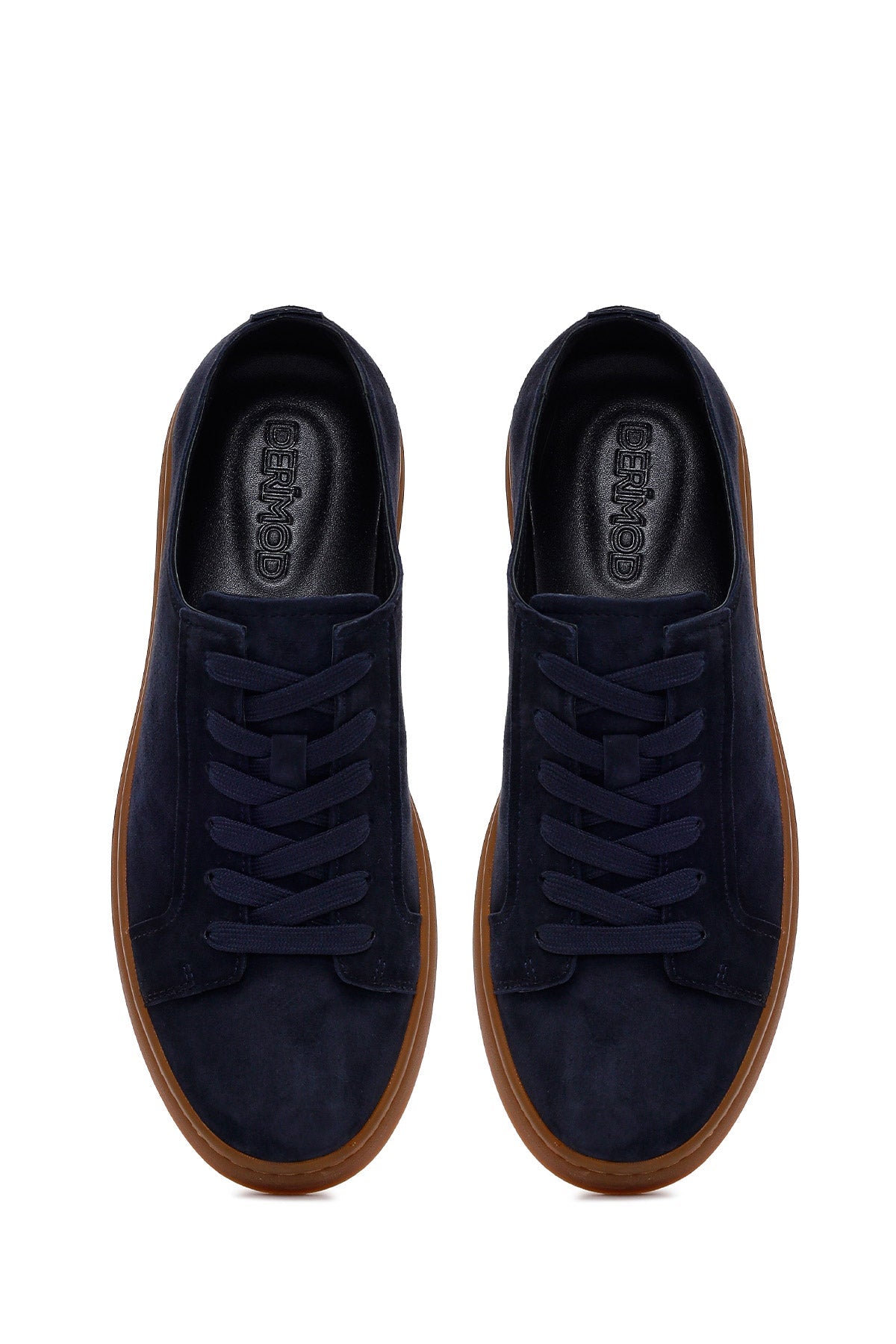 Erkek Lacivert Bağcıklı Süet Deri Sneaker