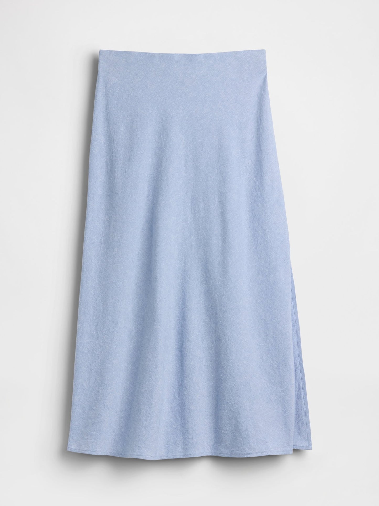 Açık Mavi Keten Karışımı Maxi Slip Etek