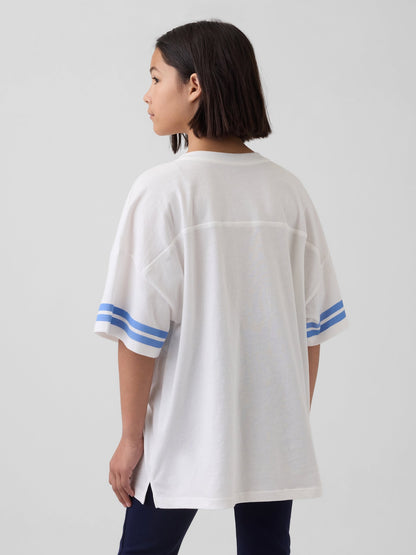 Beyaz Oversized Gap Athletic Logo Jersey T-shirt