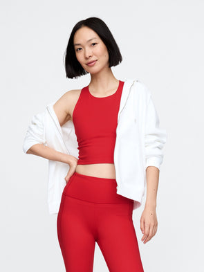 Kırmızı Halter Yaka Crop Spor Üst