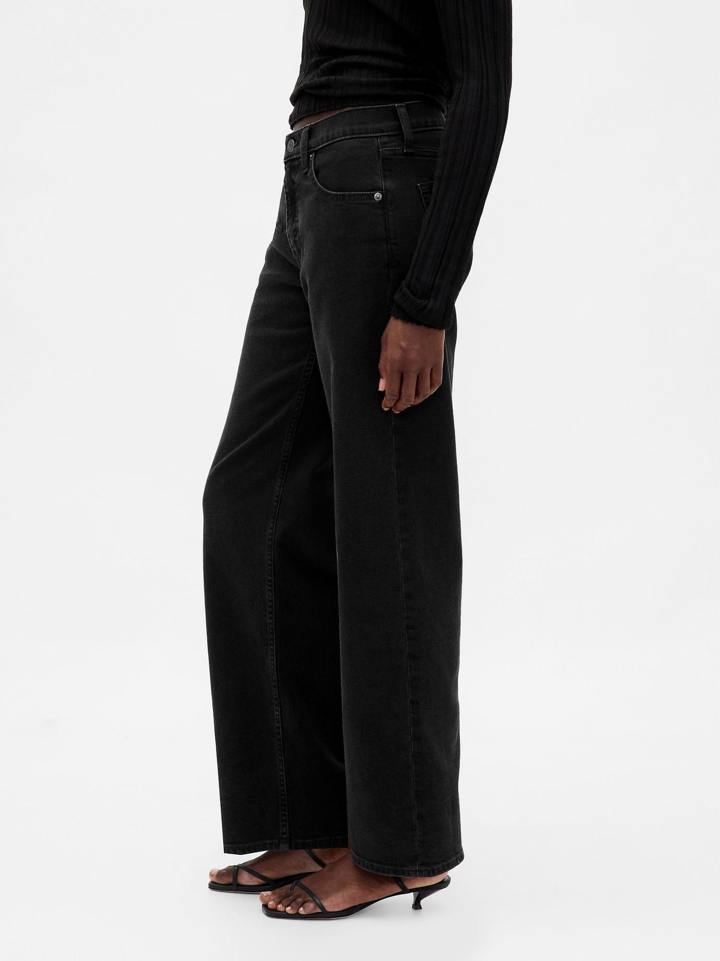 Siyah Low Rise '90s Jean Pantolon