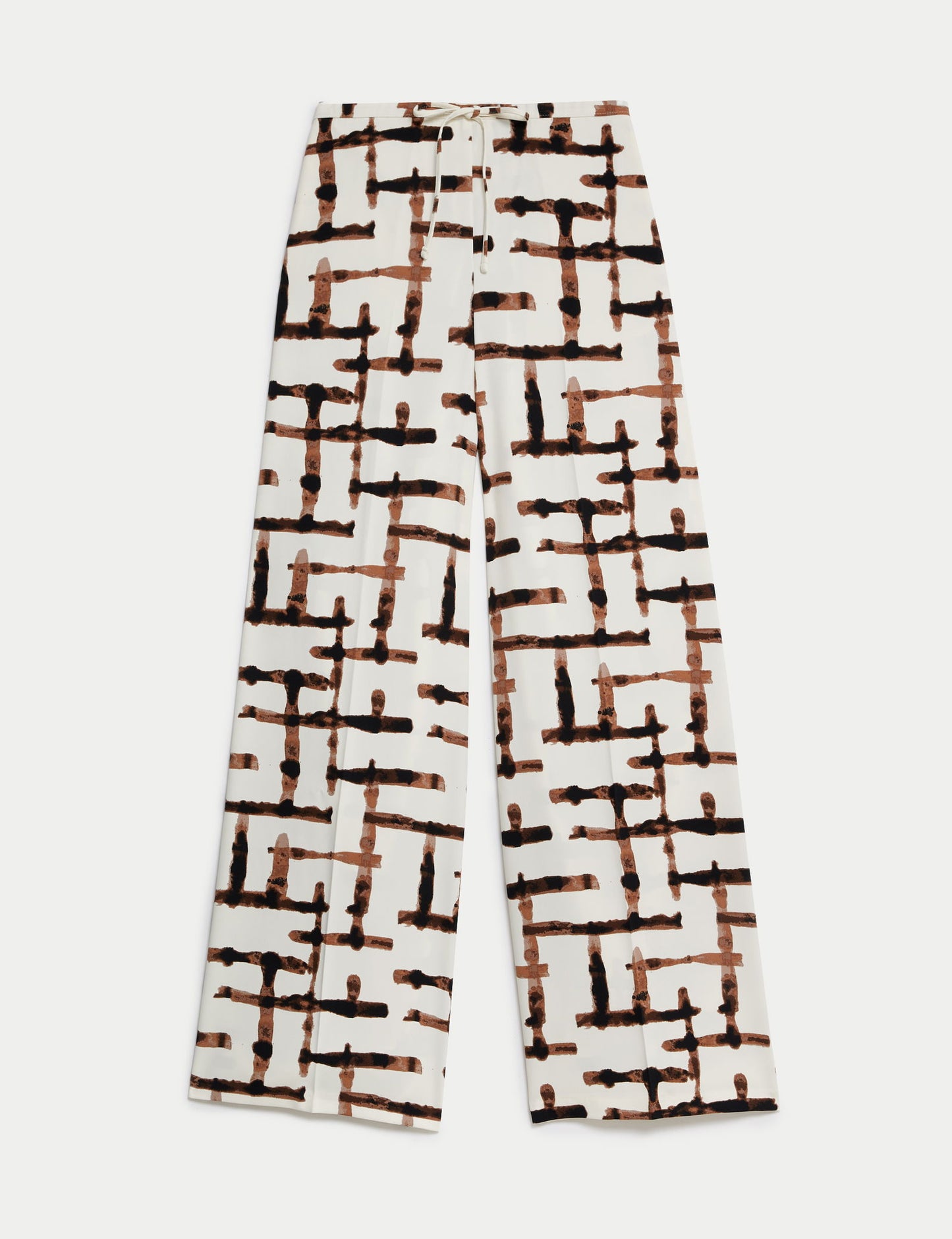 Yüksek Bel Desenli Wide Leg Pantolon