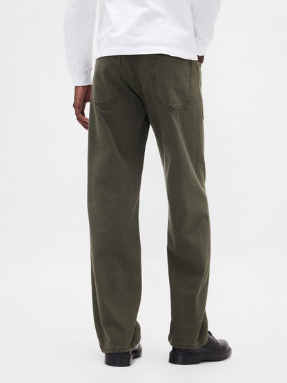 Yeşil Relaxed Straight Jean Pantolon