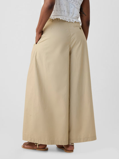 Bej Gap × Dôen High Rise Wide Leg Khaki Pantolon