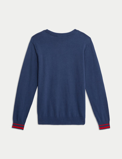 Saf Pamuklu Spencer Bear:trade_mark: Noel Temalı Kazak (6-16 Yaş)