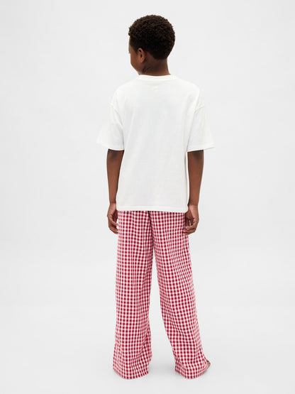 Kırmızı Kids Geri Dönüştürülmüş Flannel Pj Pantolon
