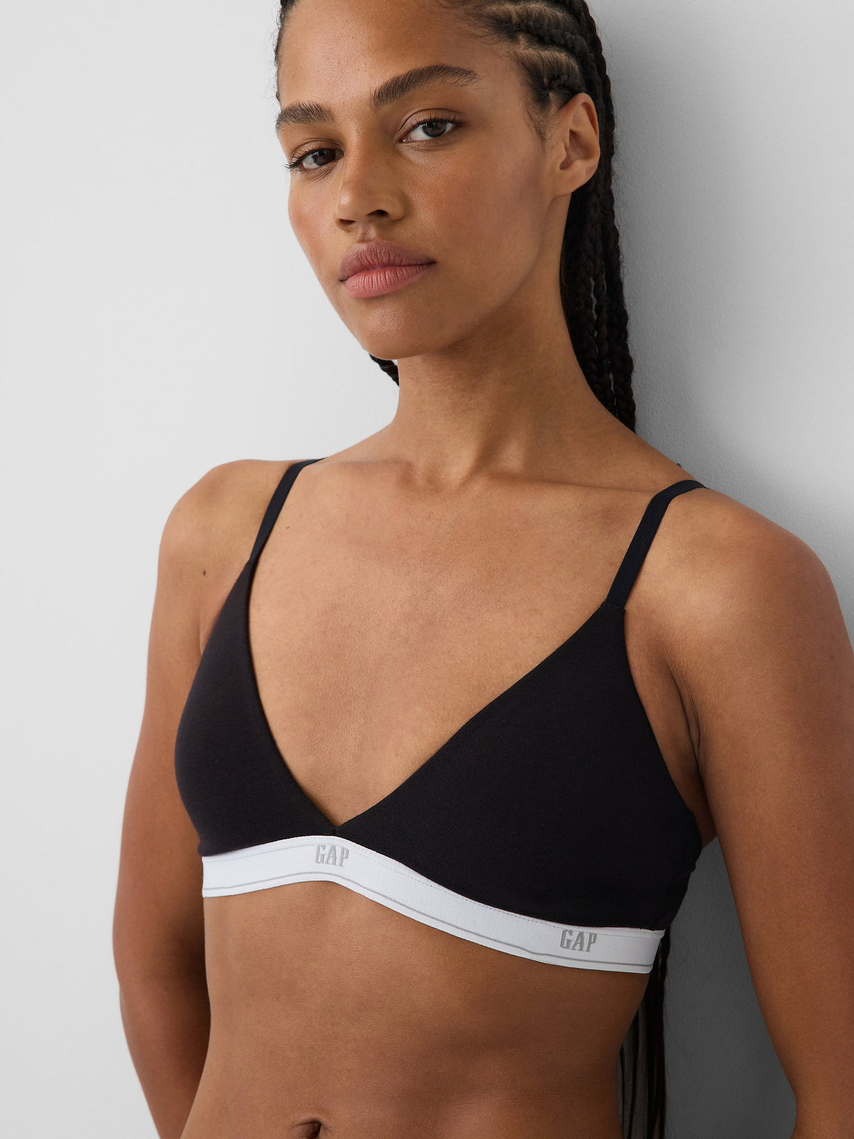 Siyah Softmade Organik Stretch Pamuk Logo Üçgen Sütyen