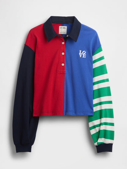 Çok Renkli Robert Indiana Love Crop Rugby T-shirt