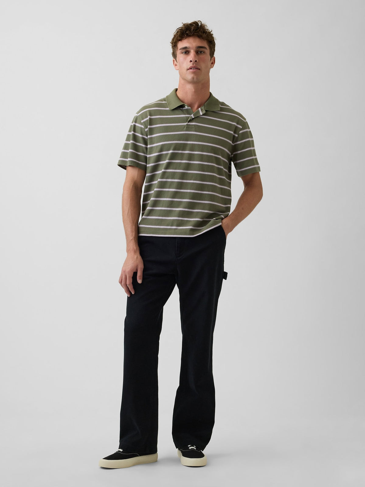 Koyu Gri Relaxed Pique Polo T-shirt