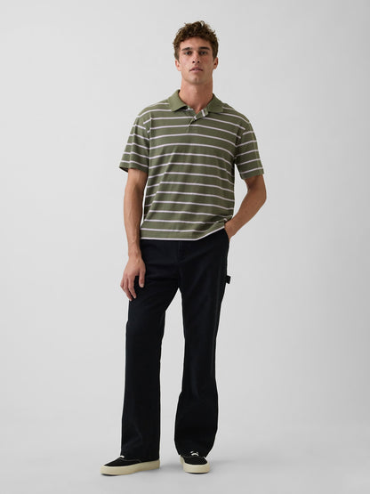 Koyu Gri Relaxed Pique Polo T-shirt