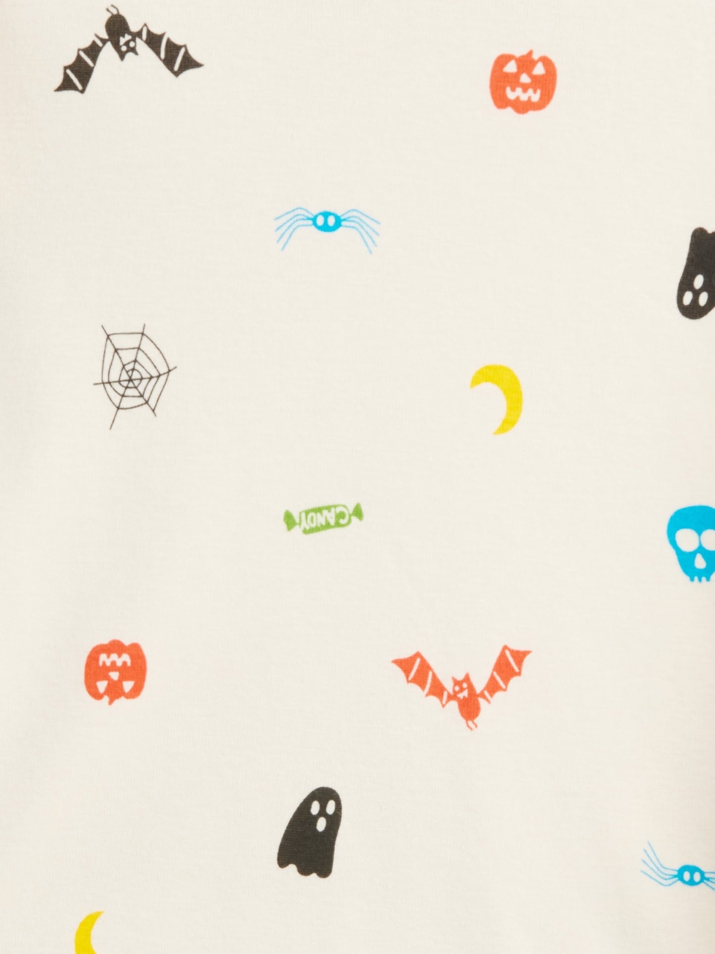 Krem Halloween Grafik Baskılı Pijama Takımı