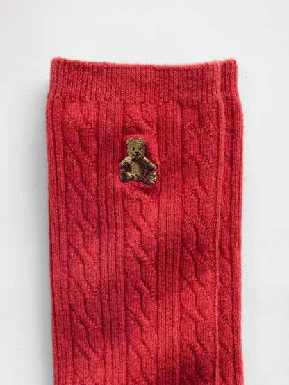 Kırmızı Brannan Bear Cable-knit Crew Çorap