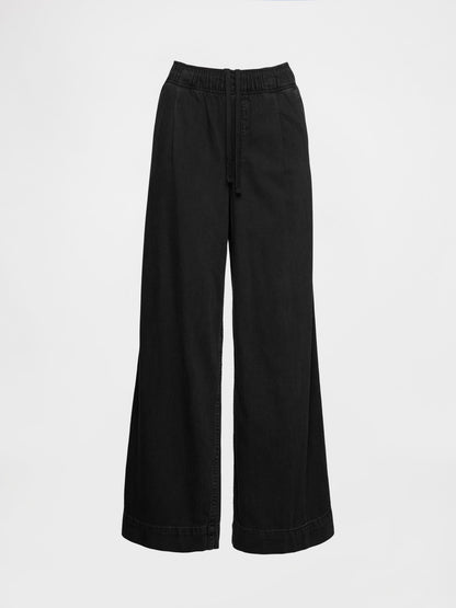 Siyah Mid Rise Ultrasoft Easy Baggy Jean Pantolon