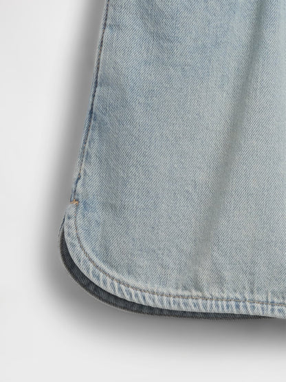 Açık Mavi High Rise Denim Easy Şort